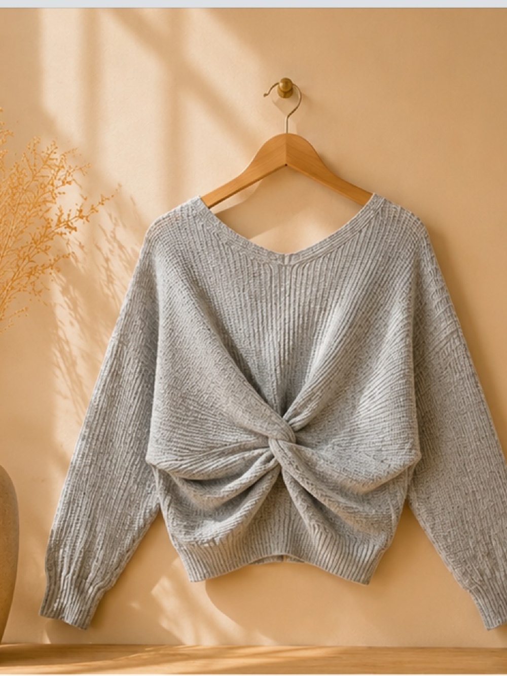 Dynamite Soft Ribbed Cross-Back Sweater Grey XS/S/M - Picture 3 of 7